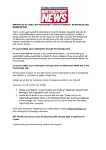 Important Notice 
                issue Important Notice