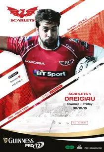 Scarlets Matchday Programme Dragons Oct15
