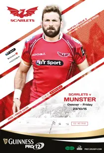 Scarlets Matchday Programme Munster Oct15