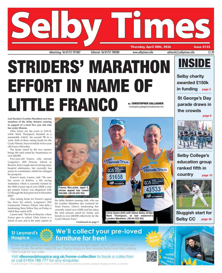 Selby Times issue April 30th 2026