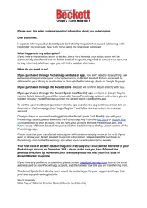 Sports Card Monthly Magazine Important Notice