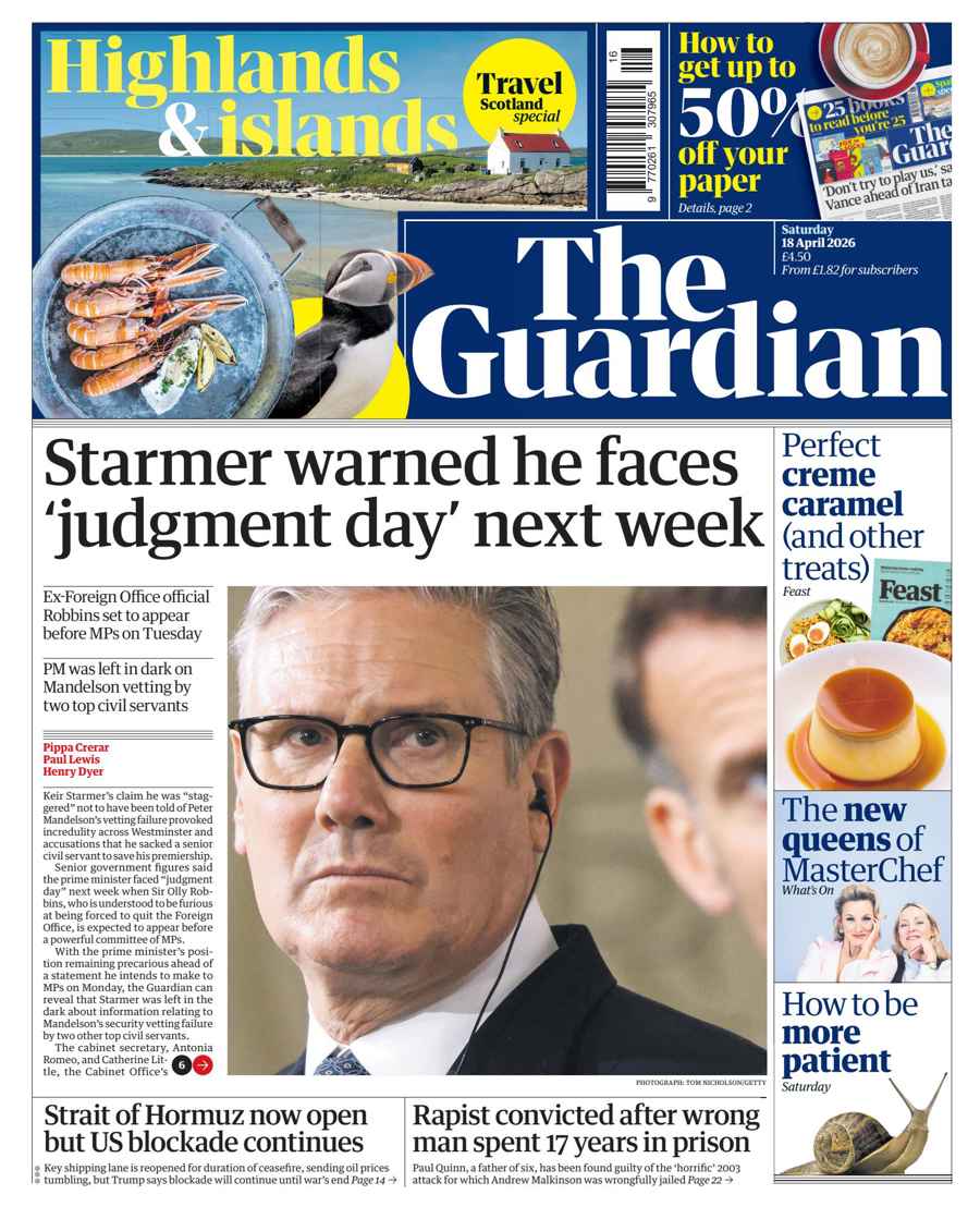 The Guardian Newspaper issue Saturday, 18 April 2026