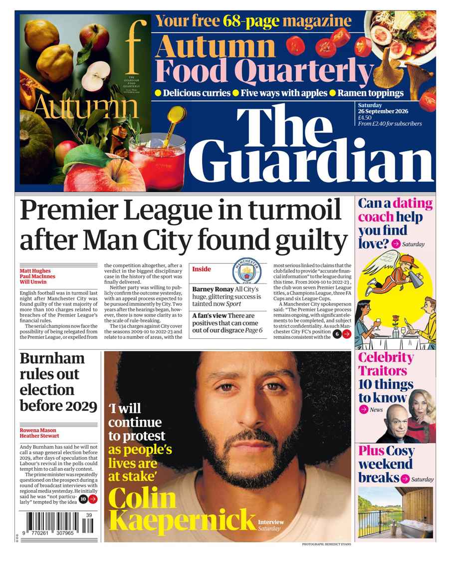 The Guardian Newspaper issue Saturday, 26 September 2026