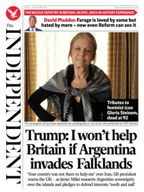 The Independent Daily Edition Newspaper 
                issue Friday, 04 September 2026