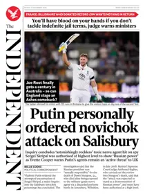 The Independent Daily Edition Newspaper 
                issue The Independent Daily Edition Newspaper