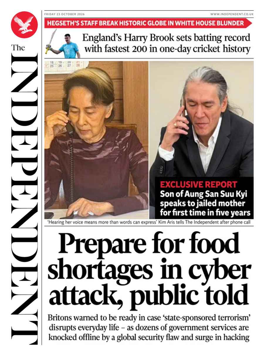 The Independent Daily Edition Newspaper issue Friday, 23 October 2026