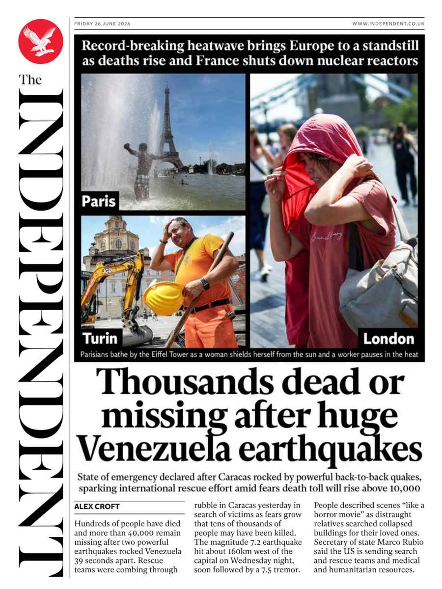 The Independent Daily Edition Newspaper