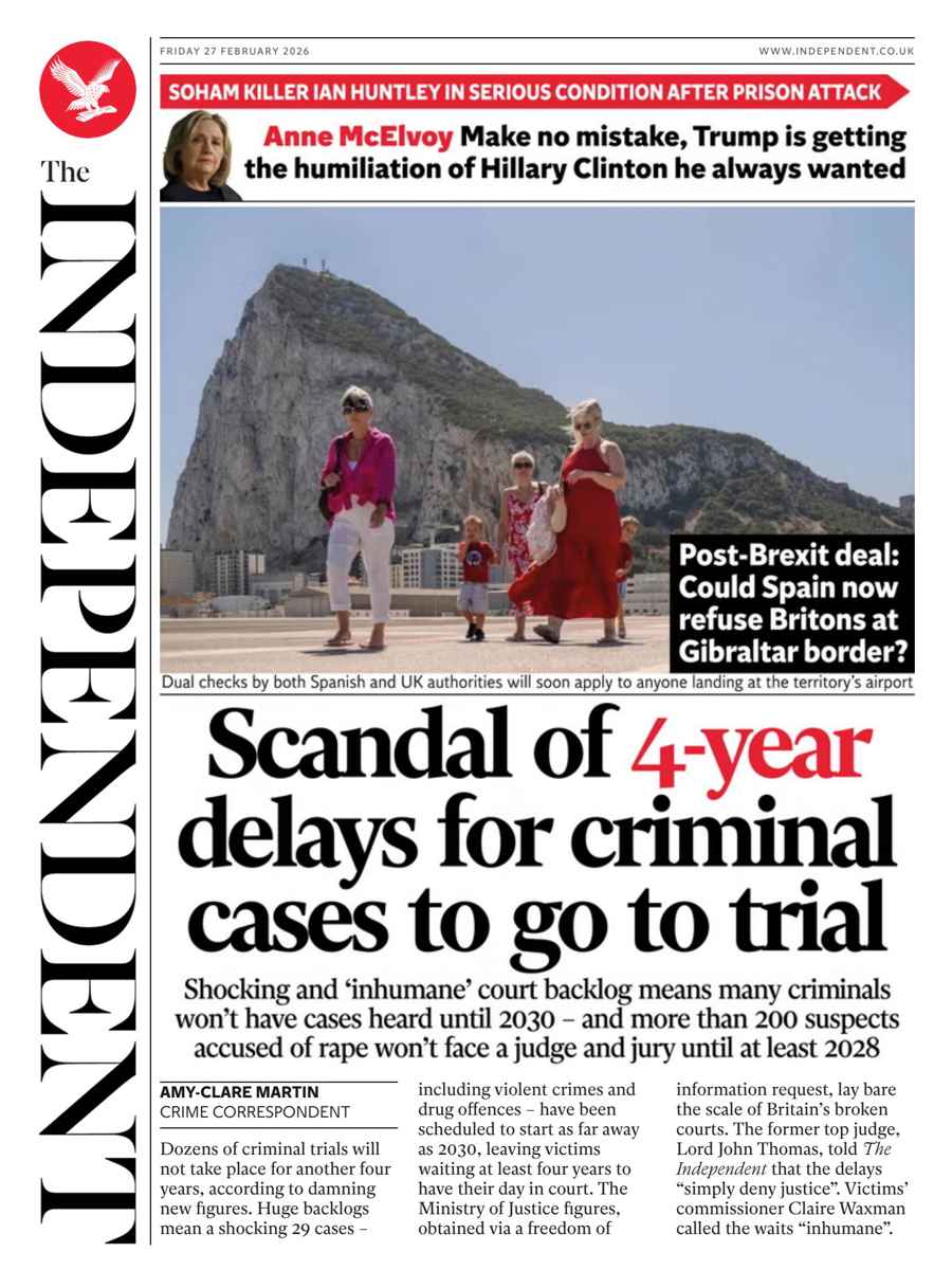 The Independent Daily Edition Newspaper issue Friday, 27 February 2026