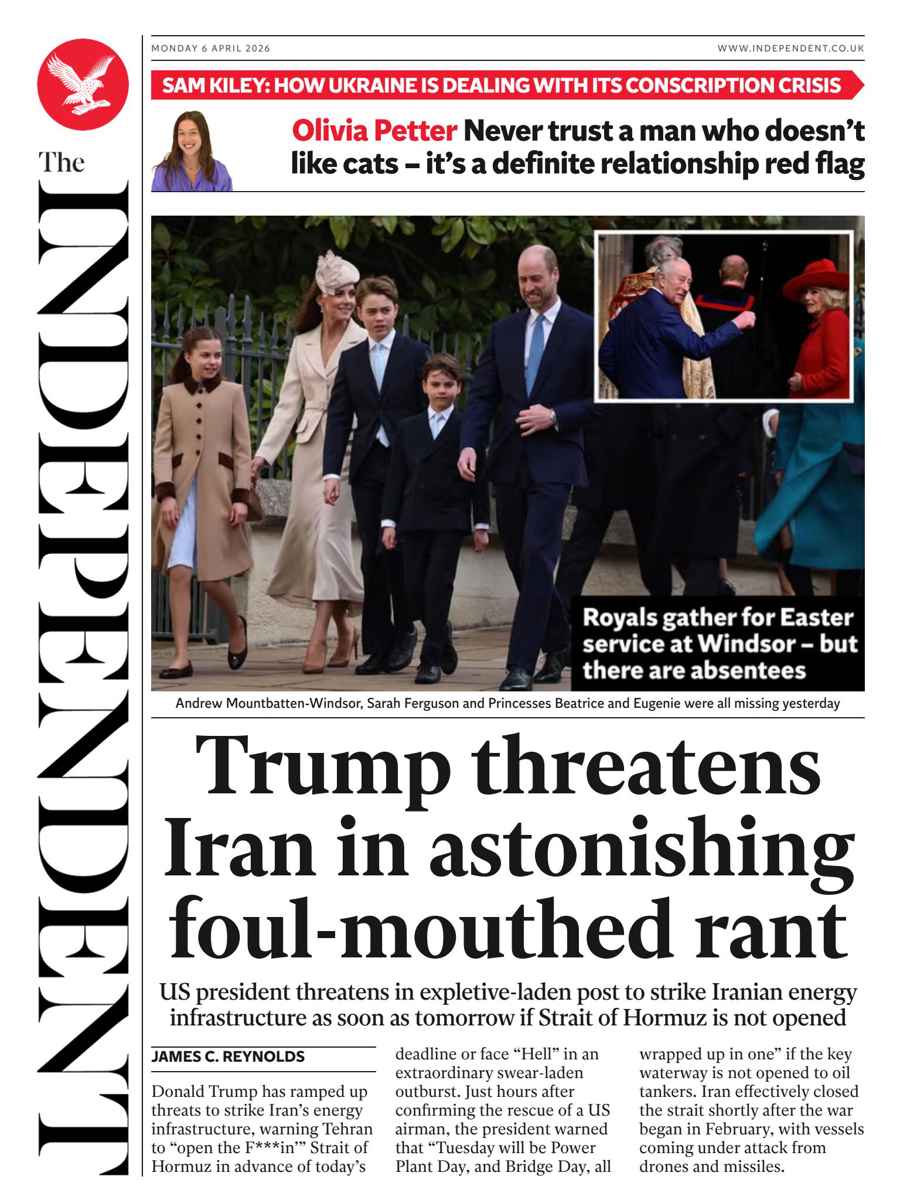 The Independent Daily Edition Newspaper issue Monday, 06 April 2026