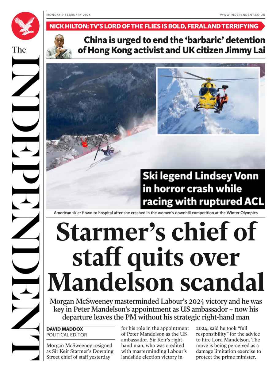 The Independent Daily Edition Newspaper issue Monday, 09 February 2026