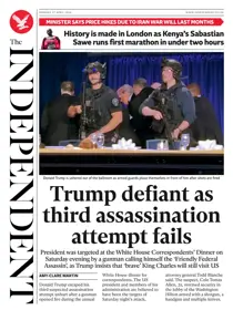 The Independent Daily Edition Newspaper 
                issue The Independent Daily Edition Newspaper