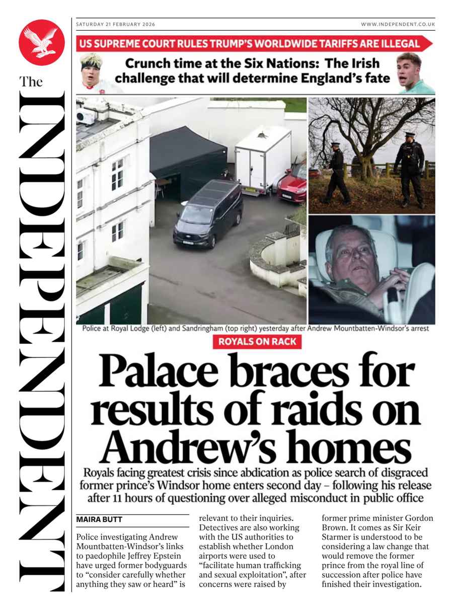 The Independent Daily Edition Newspaper issue Saturday, 21 February 2026