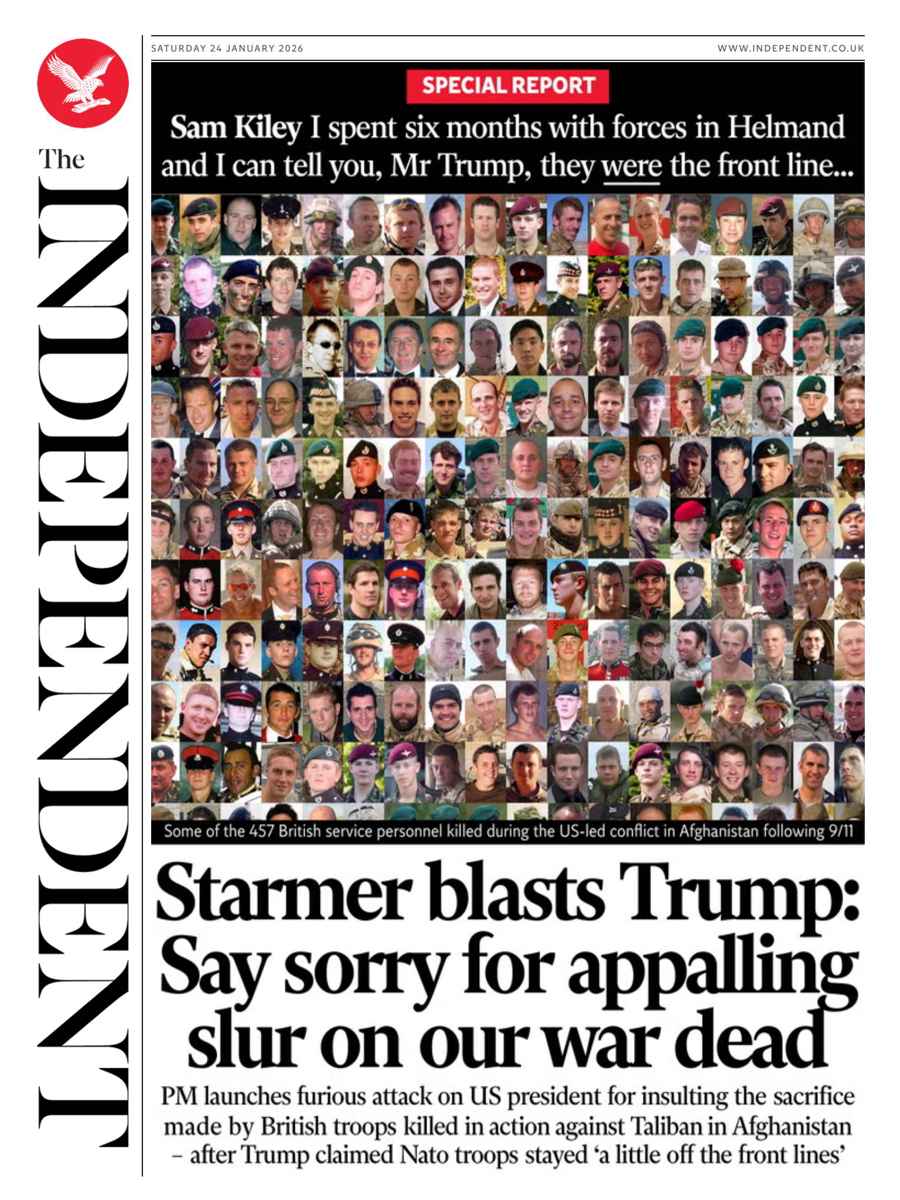 The Independent Daily Edition Newspaper issue Saturday, 24 January 2026