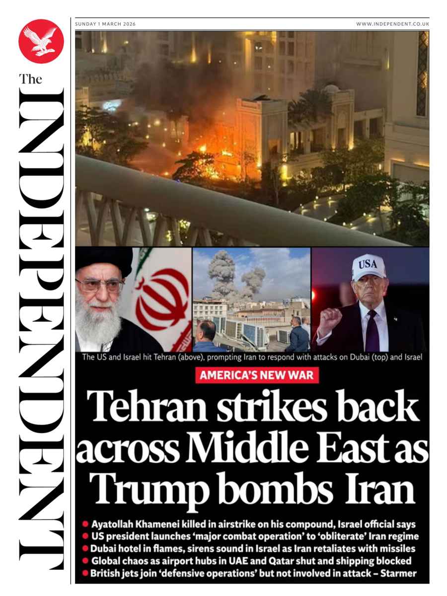 The Independent Daily Edition Newspaper issue Sunday, 01 March 2026