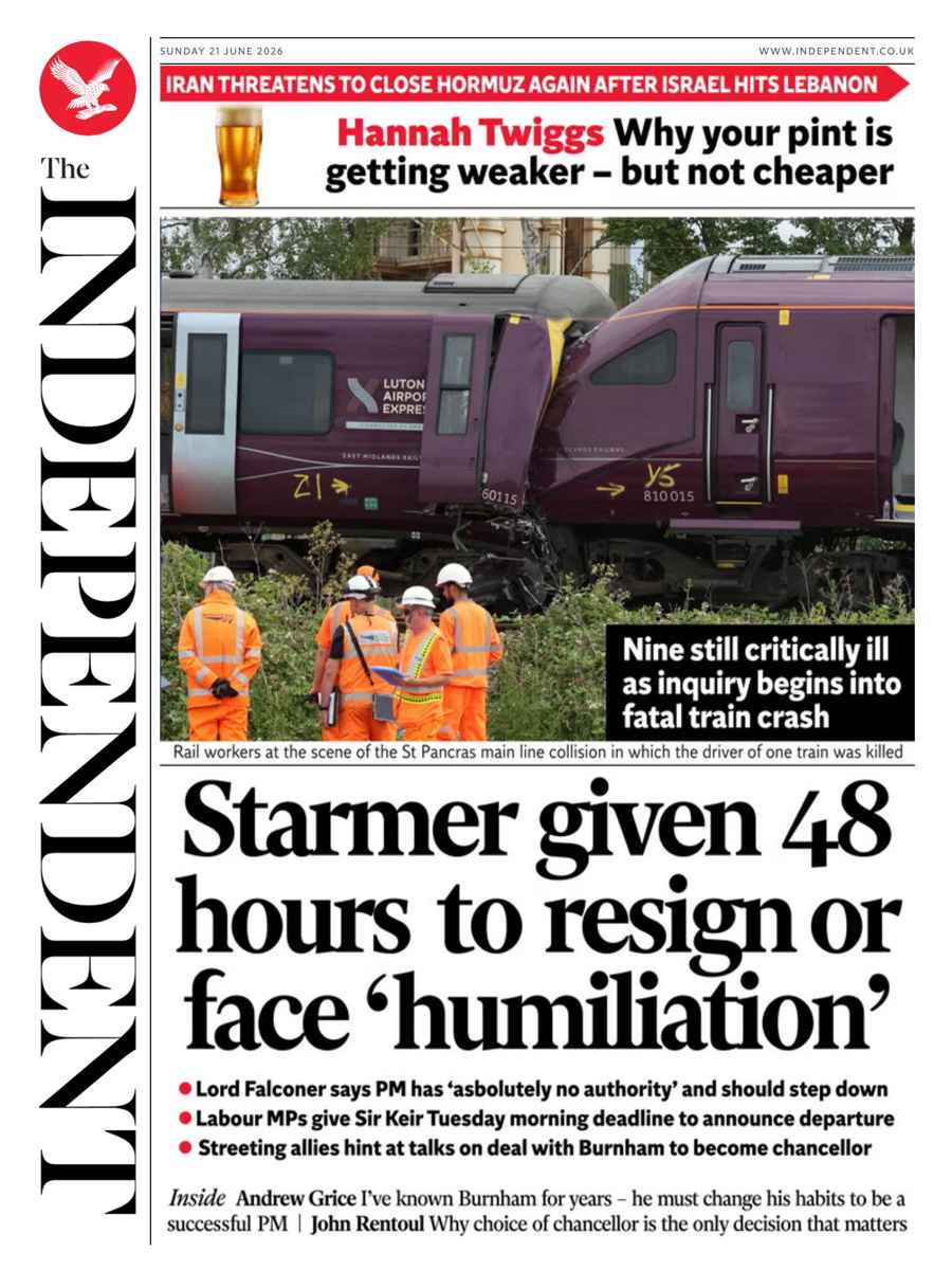 The Independent Daily Edition Newspaper issue Sunday, 21 June 2026