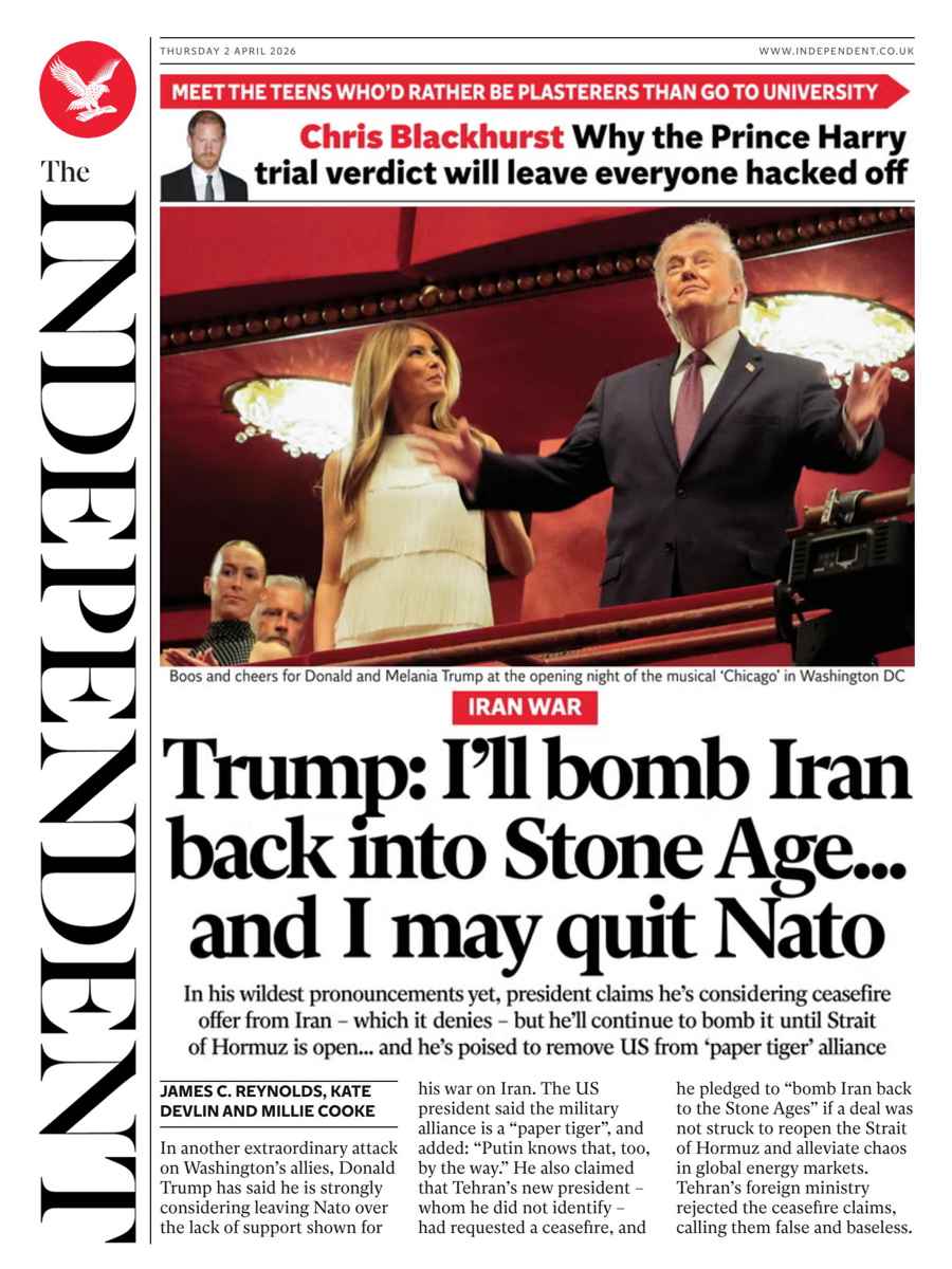 The Independent Daily Edition Newspaper