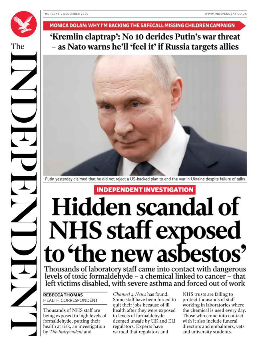 The Independent Daily Edition Newspaper issue Thursday, 04 December 2025