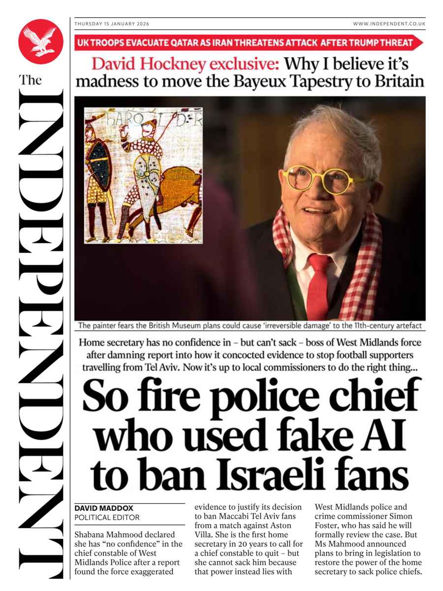 The Independent Daily Edition Newspaper issue Thursday, 15 January 2026