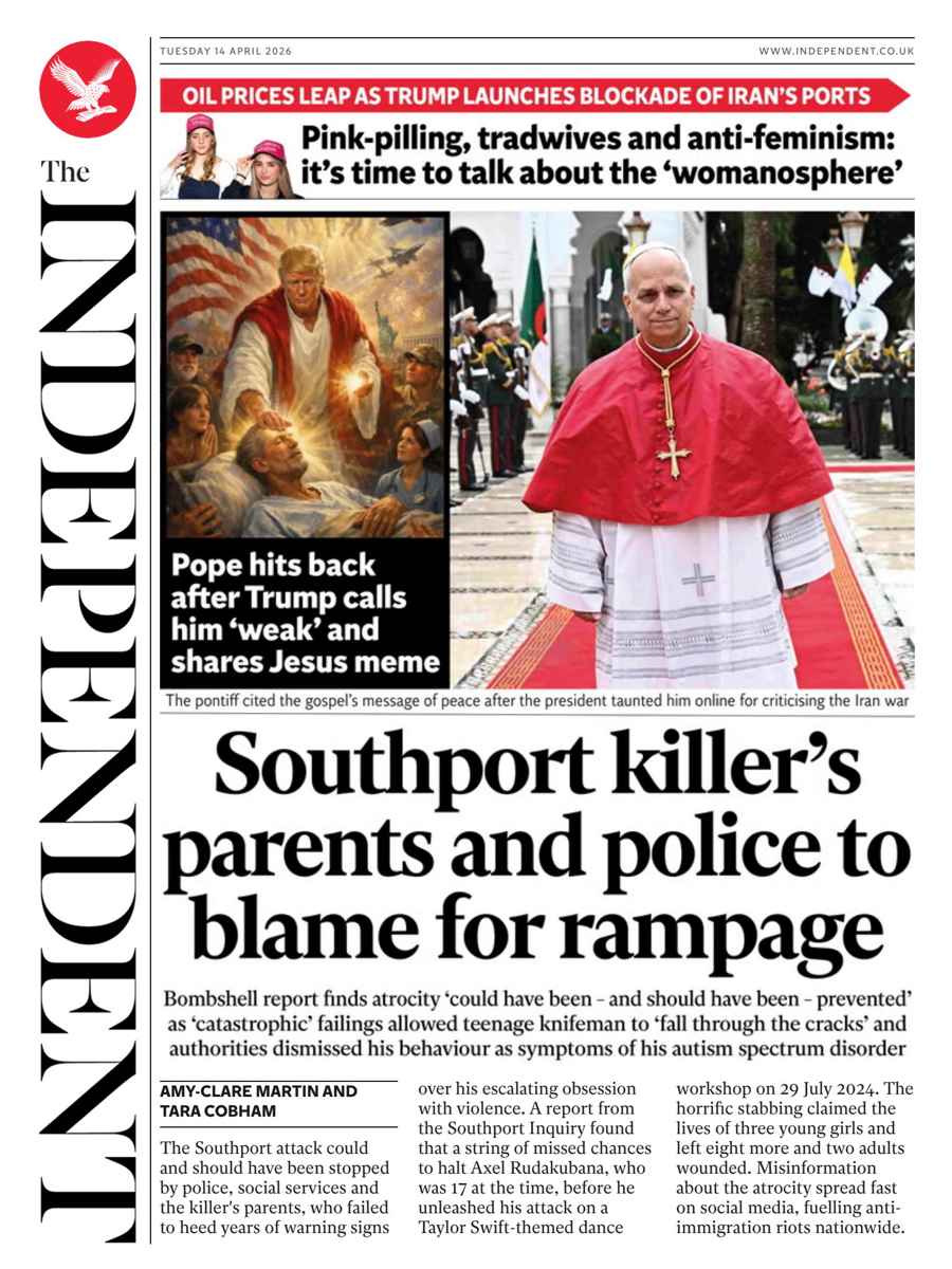 The Independent Daily Edition Newspaper issue Tuesday, 14 April 2026