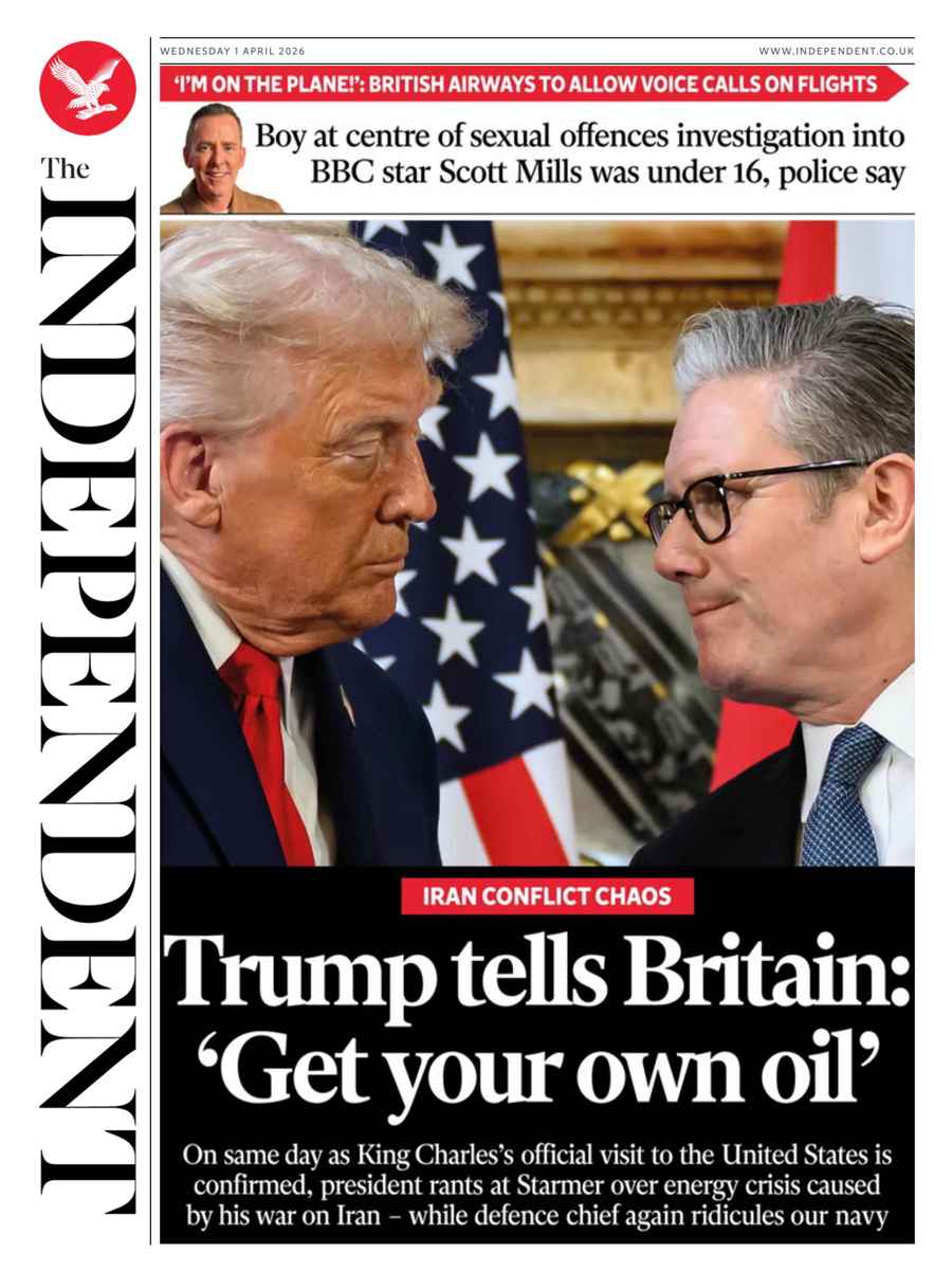 The Independent Daily Edition Newspaper issue Wednesday, 01 April 2026