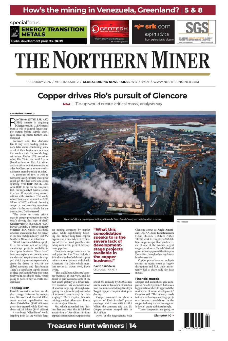 The Northern Miner issue The Northern Miner February 2026 Vol 112 Issue 2