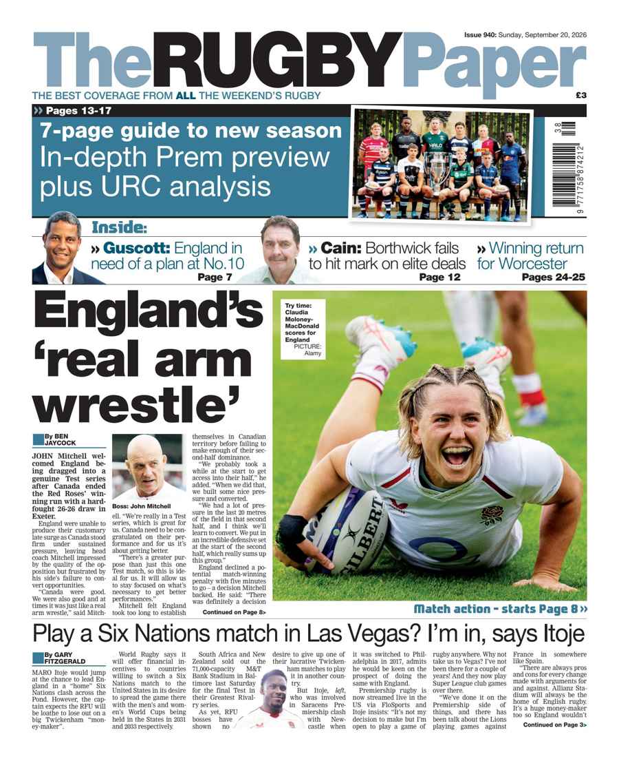 The Rugby Paper issue 20-Sep-2026