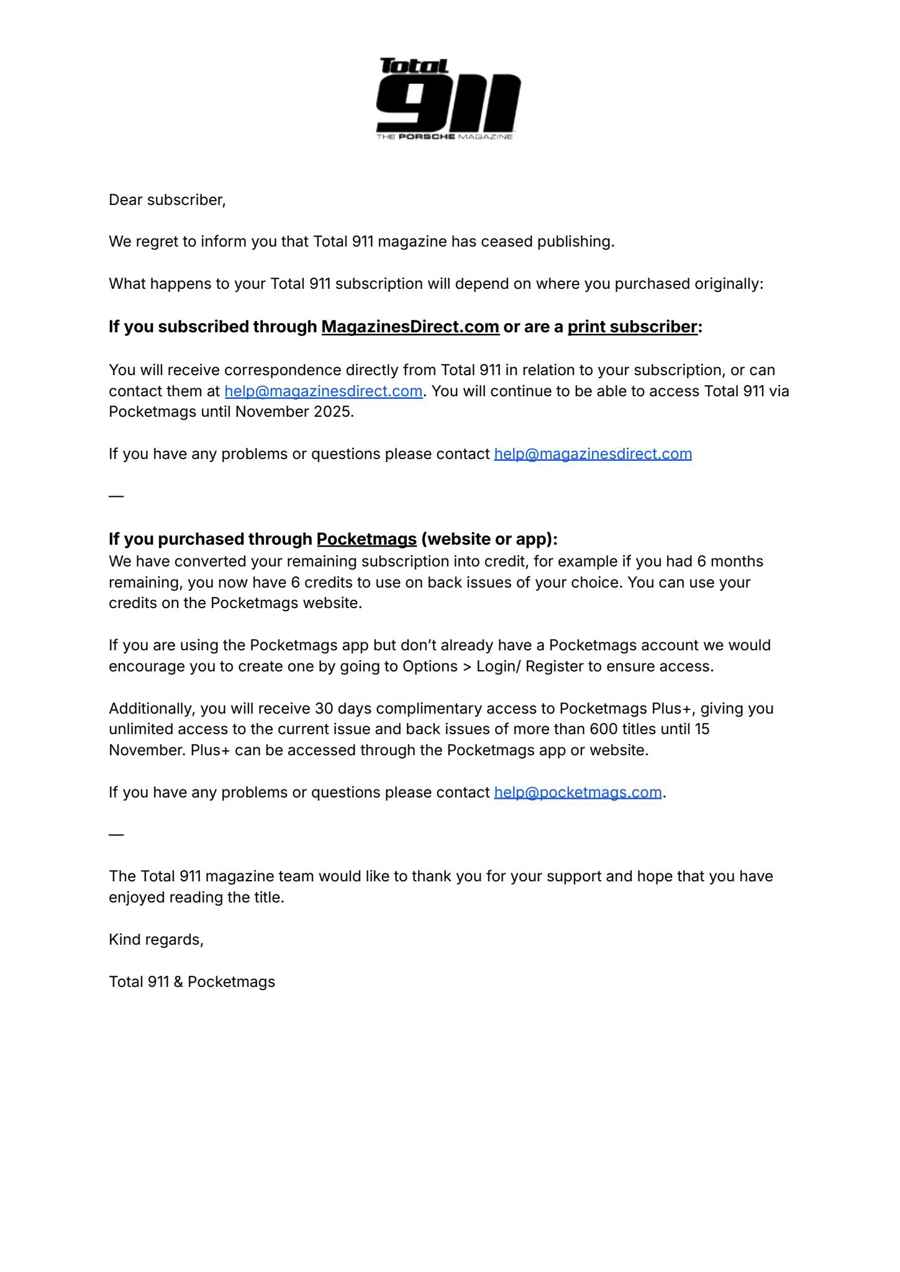 Total 911 issue Important notice